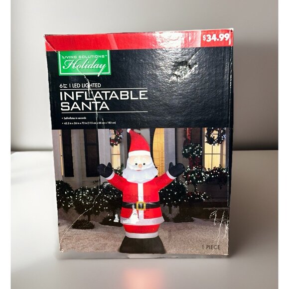Living Solutions Holiday 6ft LED Lighted Airblown Inflatable Santa 2013 Open box - Picture 2 of 5